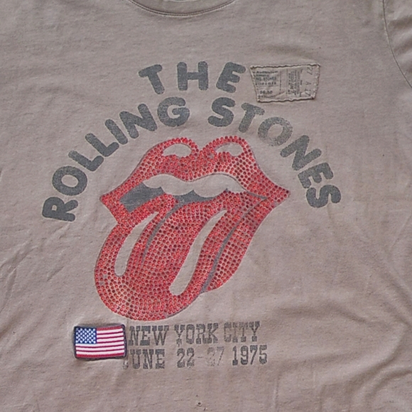 The Rolling Stones Shirt w/Red Rhinestones Tongue, Large, Fabulous Used Shirt - Picture 3 of 8